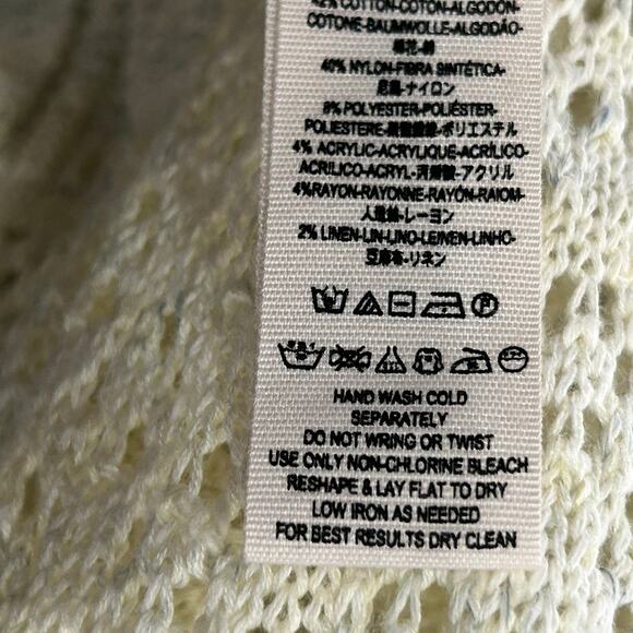 Free People Pointelle Breeze Top Lightweight Open Knit Fairycore Ivory Blue XS - Picture 11 of 13